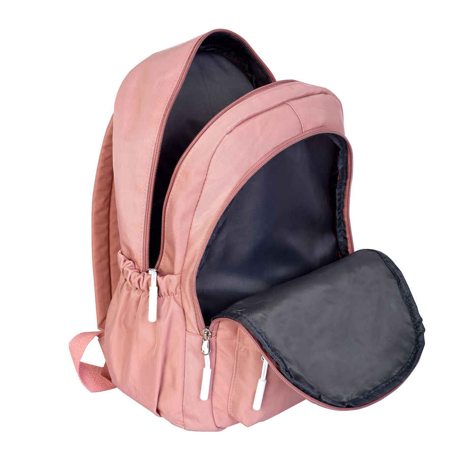 Lino Perros Pacman Pink Backpack (1pc) & Trajectory Travel Neck Pillow Memory Foam 3 In 1 Combo With Eye Mask And Carry Bag | Grey And Black (1pc) & Craloft Polyester Passport Holder Bag | Passport Wallet Pouch Cover | Unisex | Black (1pc) Combo