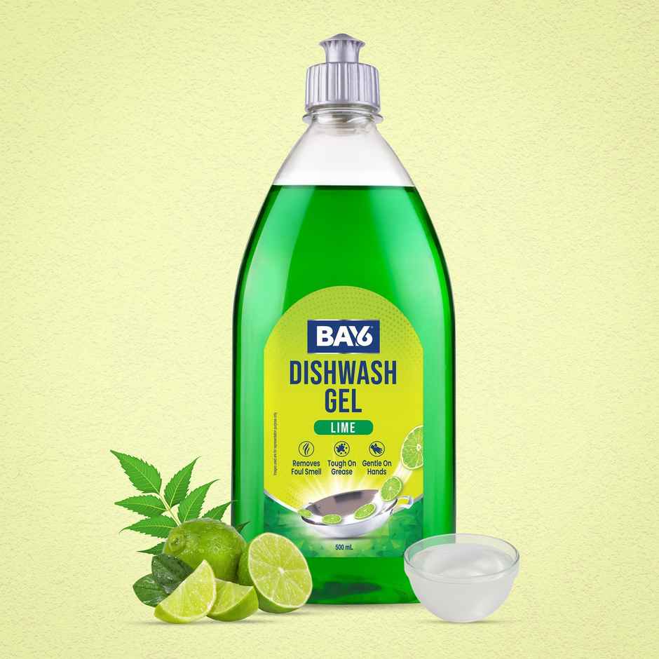 BAY6 Dishwash Gel Liquid Lime Tough Grease & Foul Smell Removal