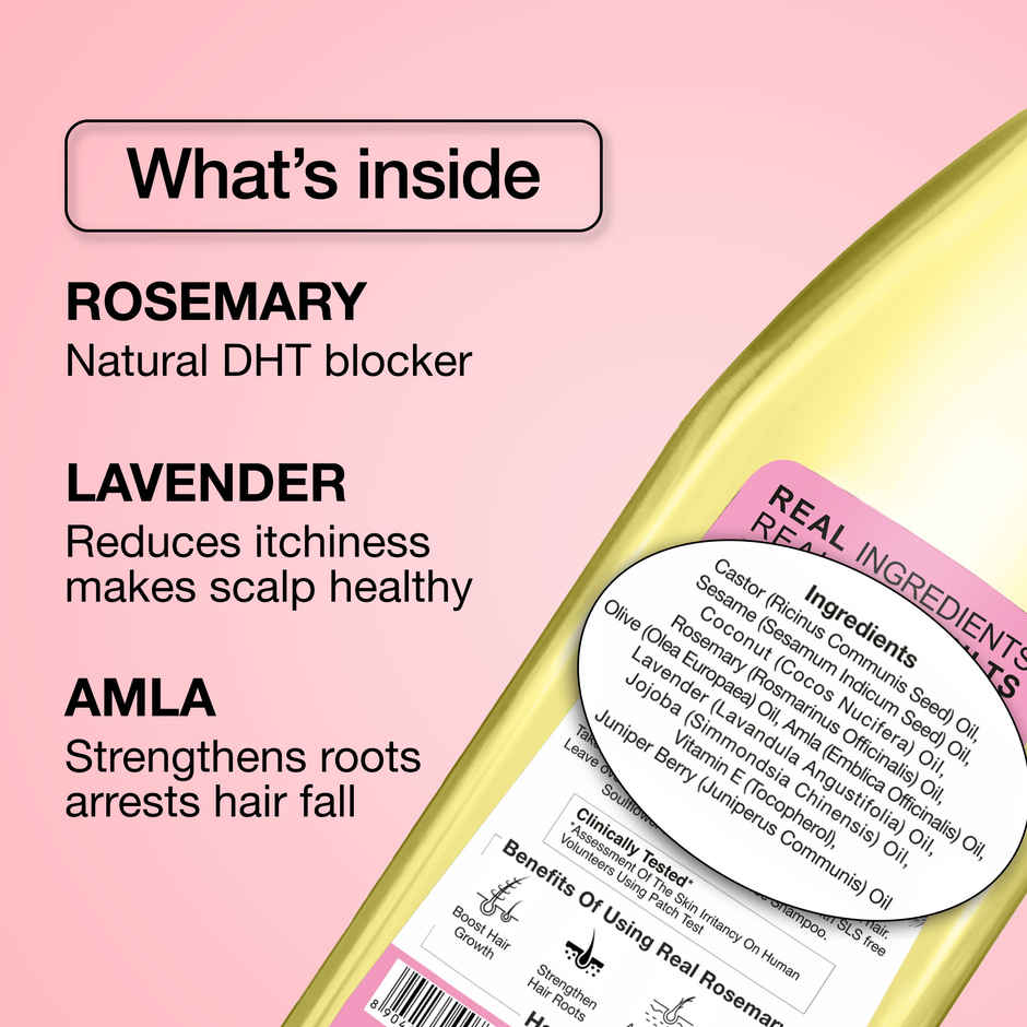 Soulflower Pure & Natural Rosemary Lavender Healthy Hair Oil For Hair Growth And Hair Fall Control