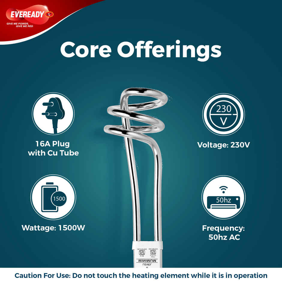 Eveready Epoxy Immersion Heater Rod | 1500W | Rust-Resistant & Long Life | 2 Years Warranty