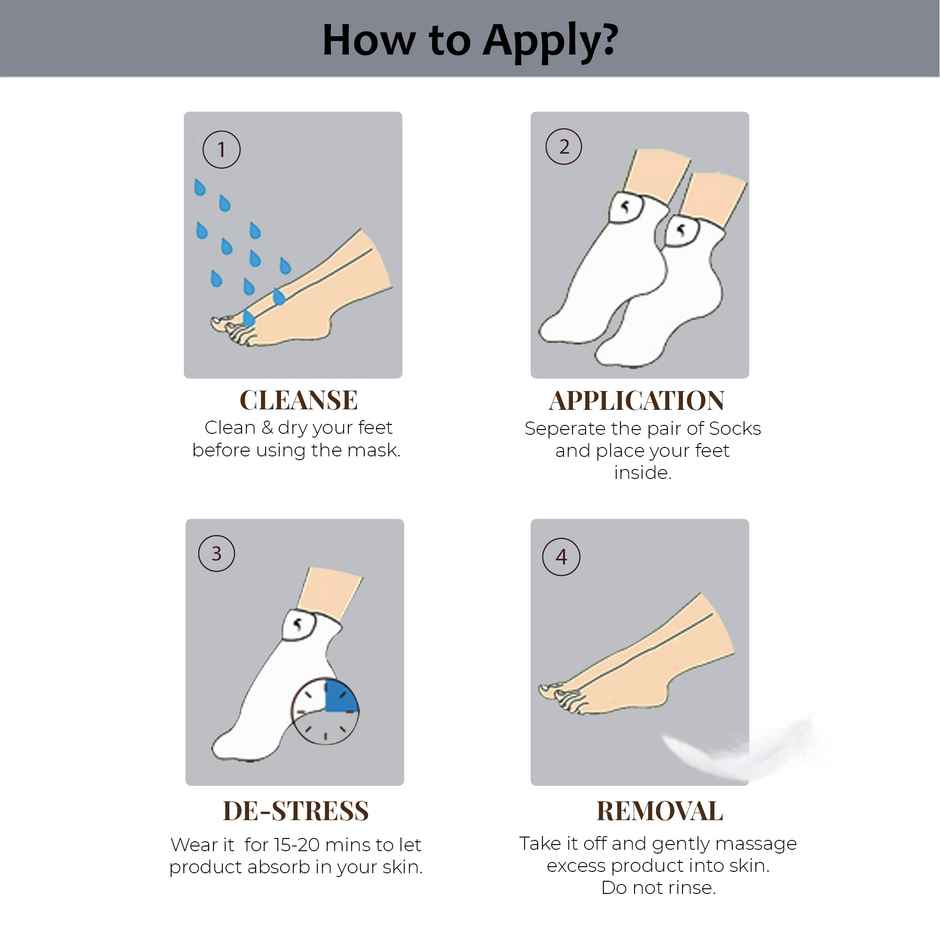 Skin Fx Foot Mask Instant Baby Soft and Moisturised Feet, Tea Tree Oil Peppermint Oil