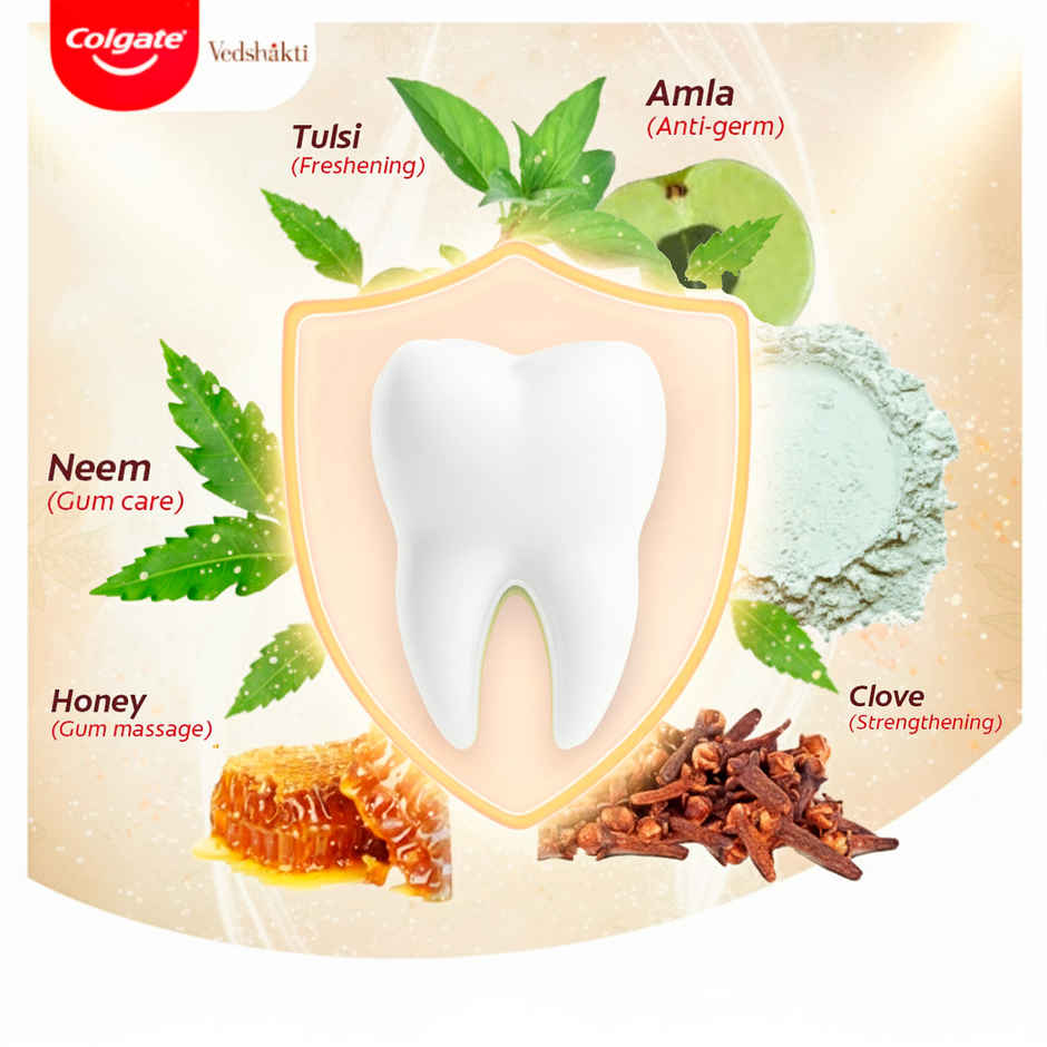 Colgate Vedshakti Anti-Bacterial Toothpaste For Whole Mouth Health With Neem, Clove And Honey Combo