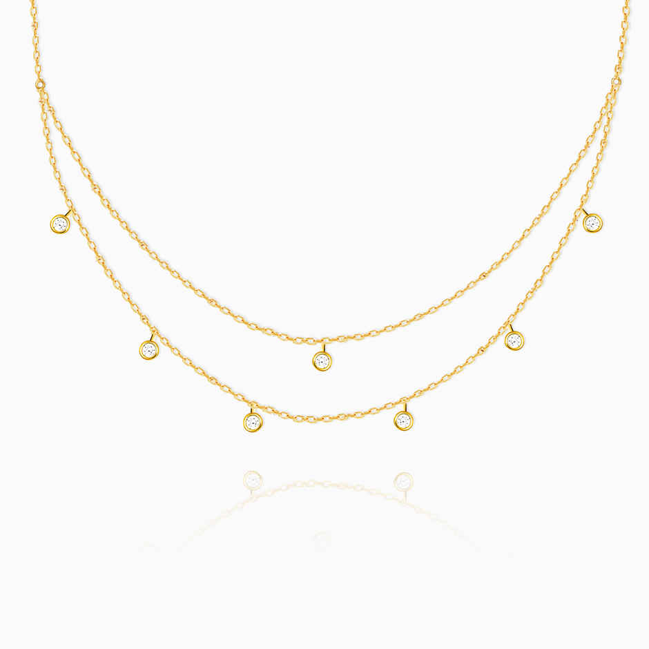 GIVA Golden Dual Layer Zircon Necklace