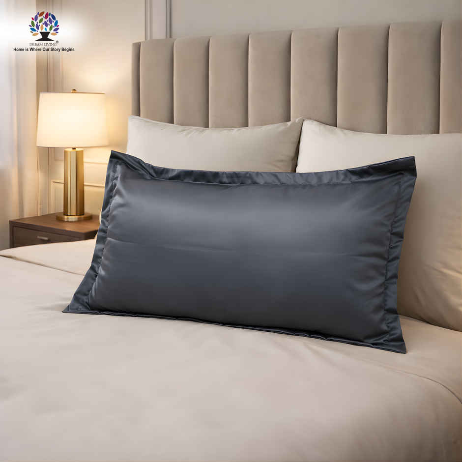 Dream Living Satin Pillow Cover Set | Grey - 46 x 69 cm