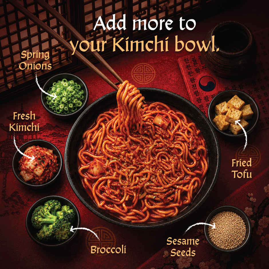 CHEFFIN Spicy Kimchi Noodle Kit | Kimchi Style Sauce | Ready in 2 Mins | No Artificial Preservatives