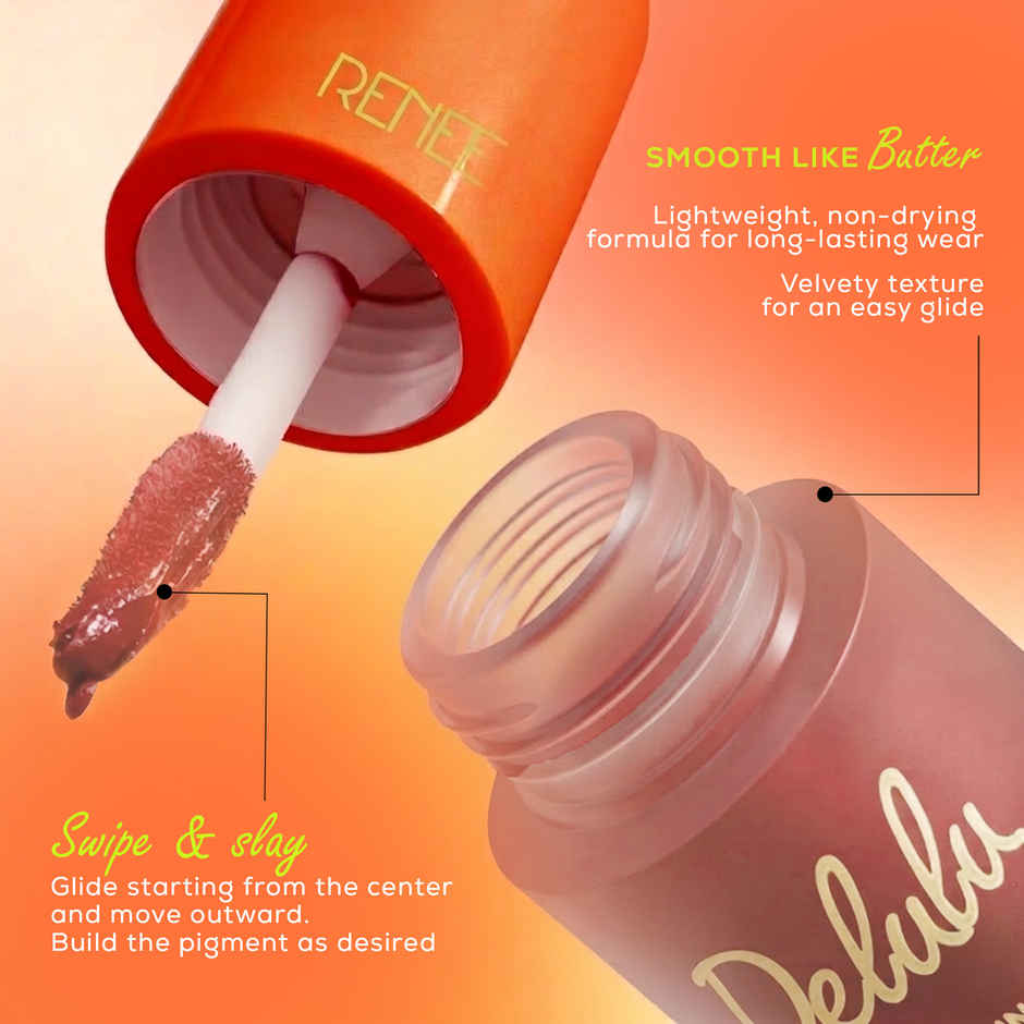 RENEE Delulu Blurring Matte Liquid Lipstick With Jojoba Oil & Rosehip Oil Coral Chemistry