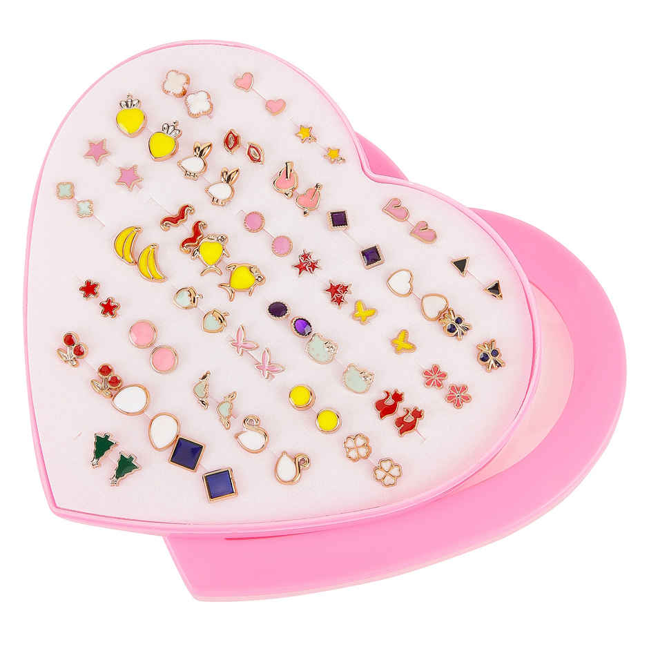 Shining Diva Fashion 36 Pairs Non Precious Base Metal Multicolour Pearl Earrings for Women 12015er