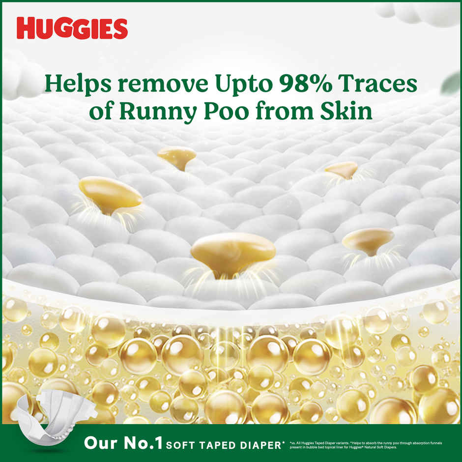Huggies Natural Soft Premium Tape Diapers | Medium (M) Size | 7 To 12 kg
