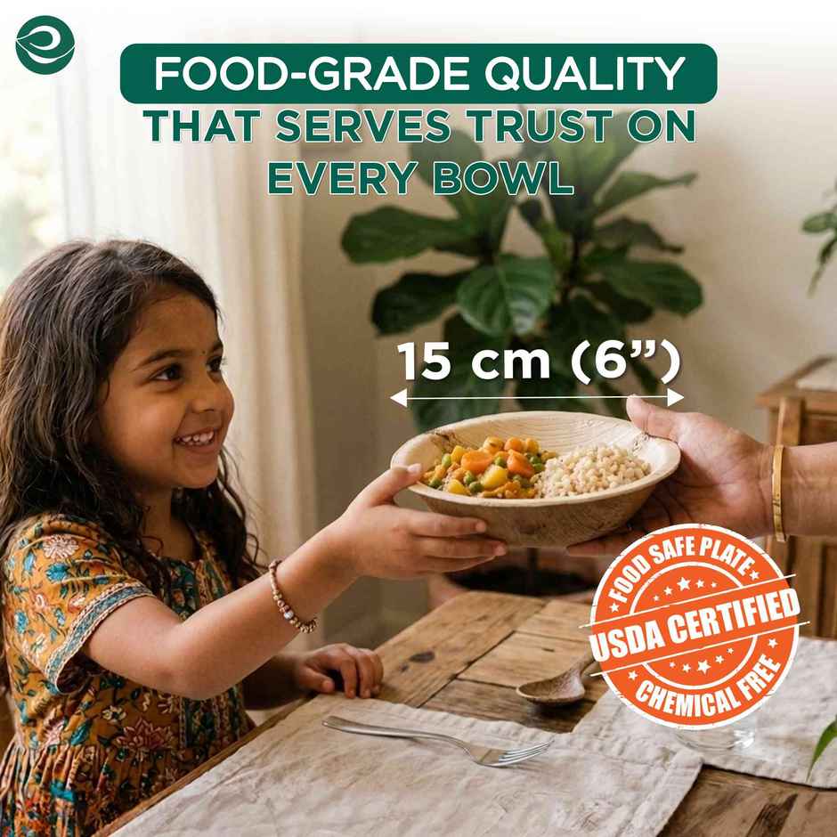 ECO SOUL | Palm Leaf Disposable Bowl | 500 ml | Round | 10 Count