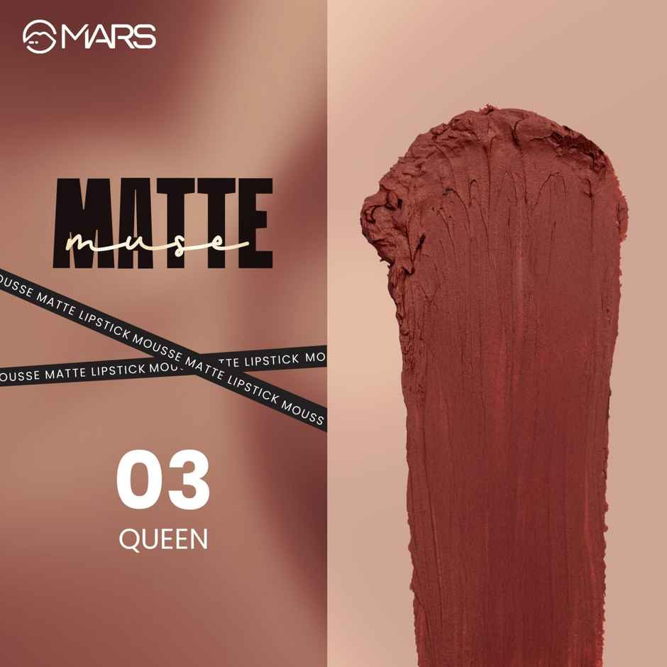 MARS Cosmetics Matte Muse Mousse Lipstick (3ml) (03-QUEEN) with Doe-Foot Applicator