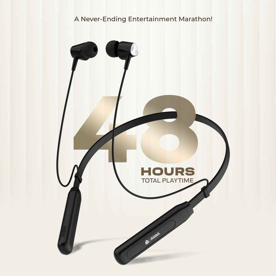 Aroma NB119 Pro Belief Upto 48H Playtime Fast Charging Dual Pairing Neckband Bluetooth Black