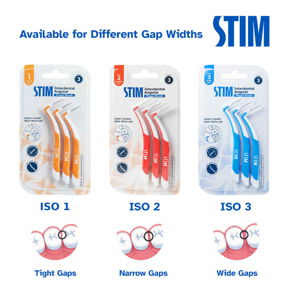STIM Interdental Angular proxa brush ISO 2 3s For Tight Gaps Easy Cleaning Between Teeth