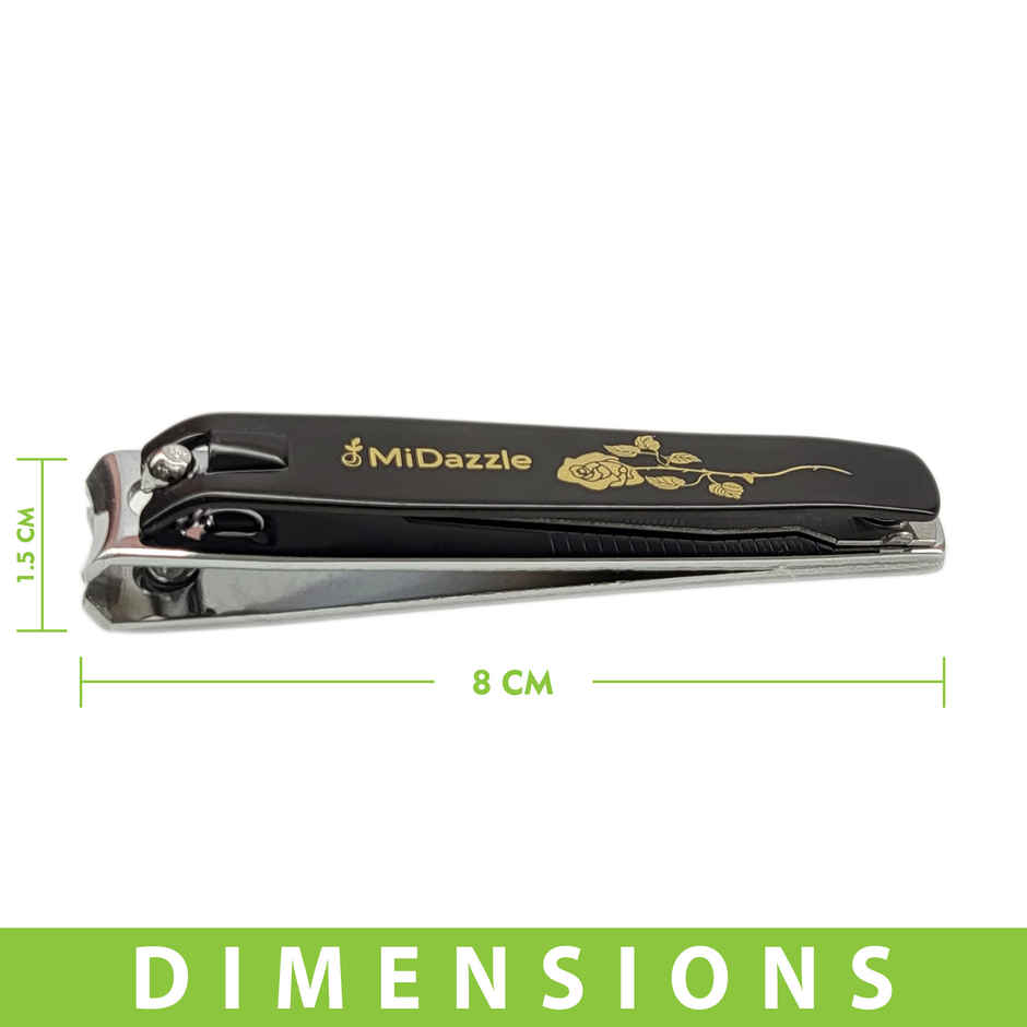 Midazzle Large Nail Clipper/Cutter Flexible Handle - Blister Black |MINA3701