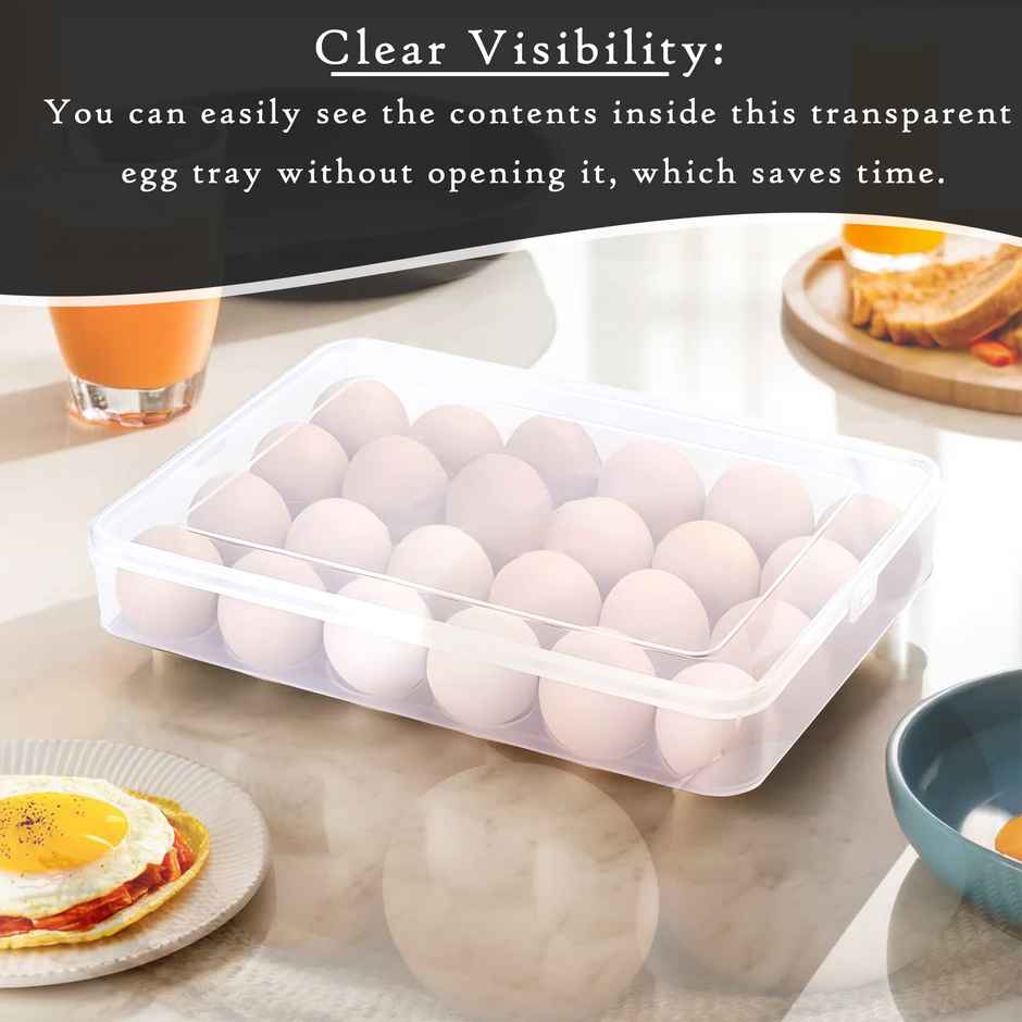 Kuber Industries Transparent Egg Tray with Lid | 24-Egg Storage Container