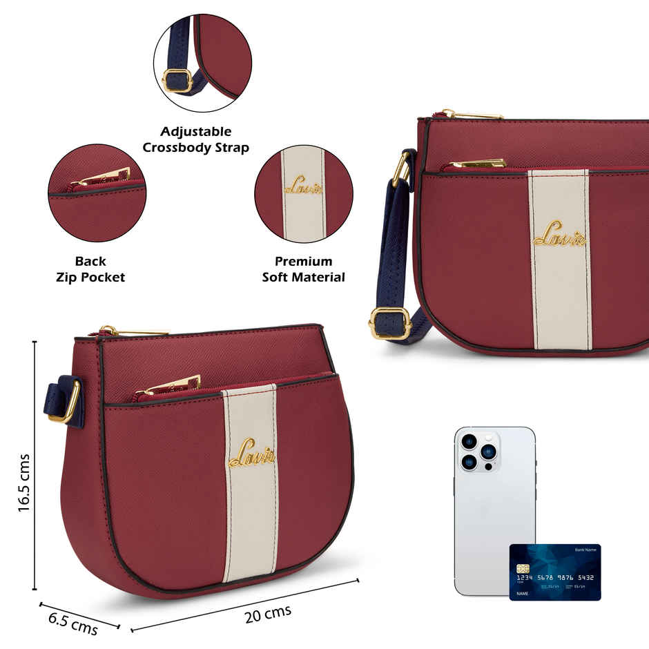 Lavie Women's Colourblock Spade Crossbody Sling Bag | Ladies Purse Handbag | Red