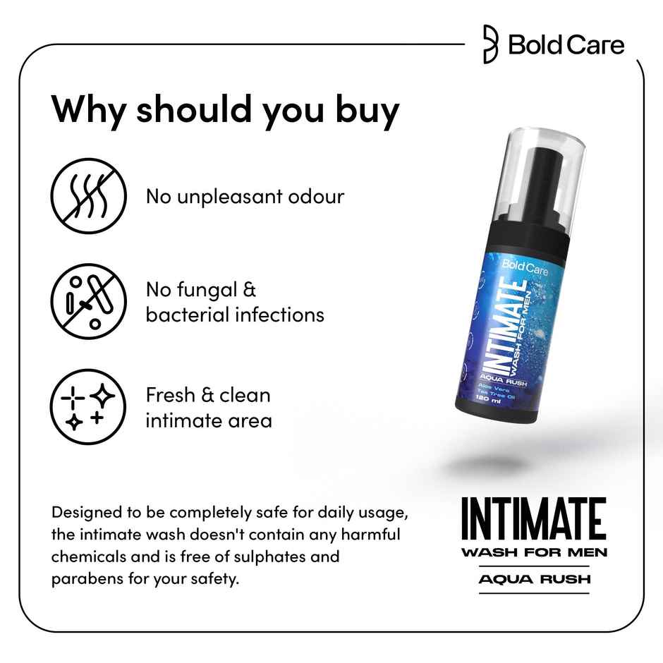 Bold Care Hair Removal Spray With Aloe Vera & Lemon Extract (200g) & Bold Care Aqua Rush Intimate Wash For Men With Tea Tree Oil And Aloe Vera Extract (120ml) Combo