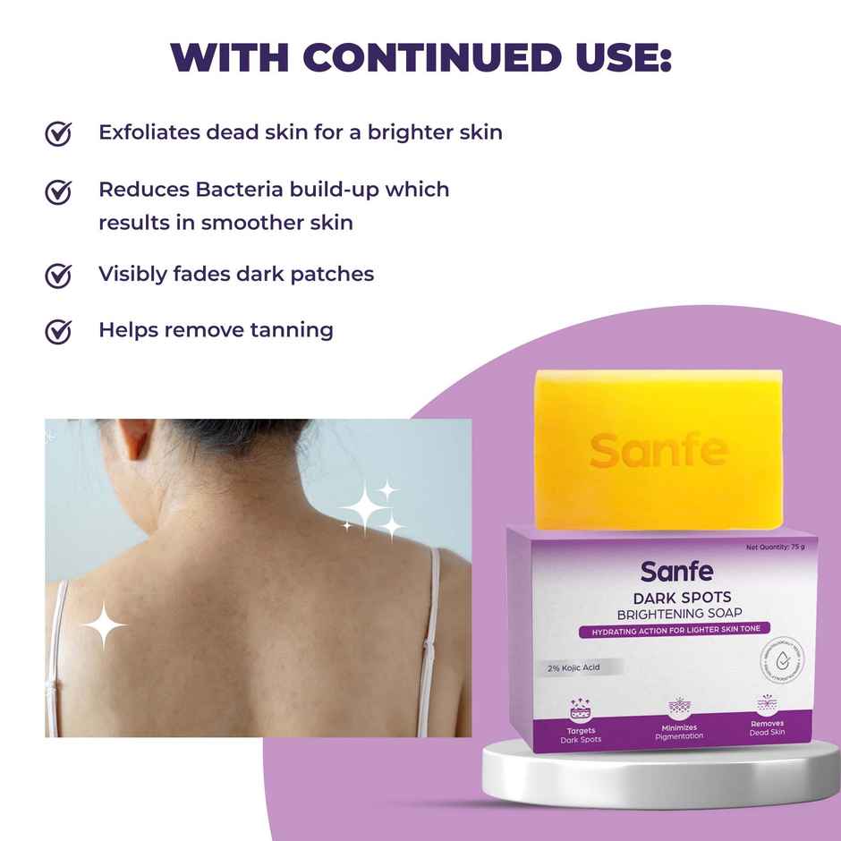 Sanfe Dark Spots Brightening 2% Kojic Acid Body Soap | Skin Whitening, Tan Removal
