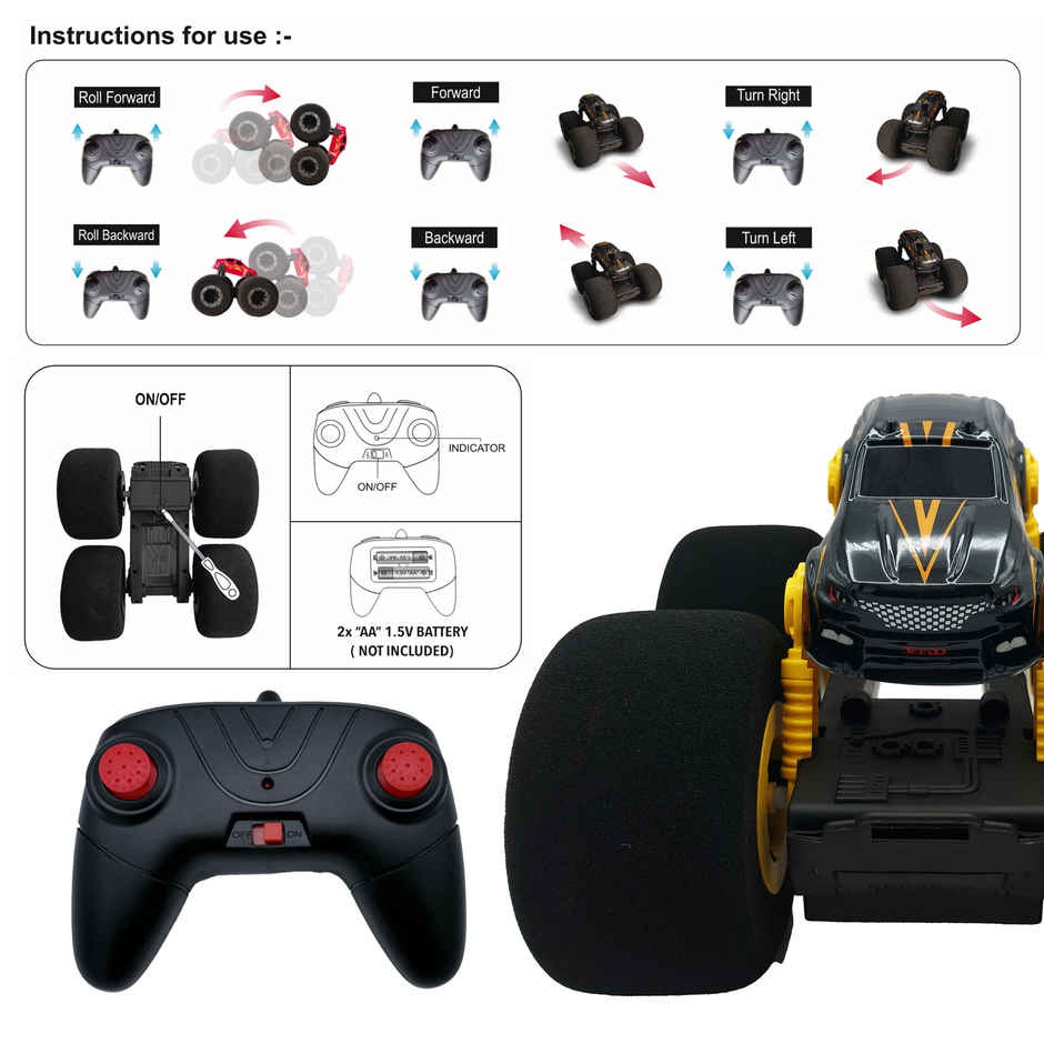 SEEDO Remote Control Car 1:16 , 2.4 GHz, USB Rechargeable, Fast Speed Super Sonic Stunt Car | Black