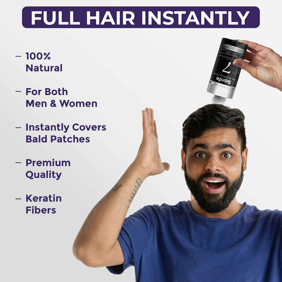Sanfe Hair Building Fibers Powder |Bald Spot & Thinning Hair Cover Up|Hair Thickening Spray | Black
