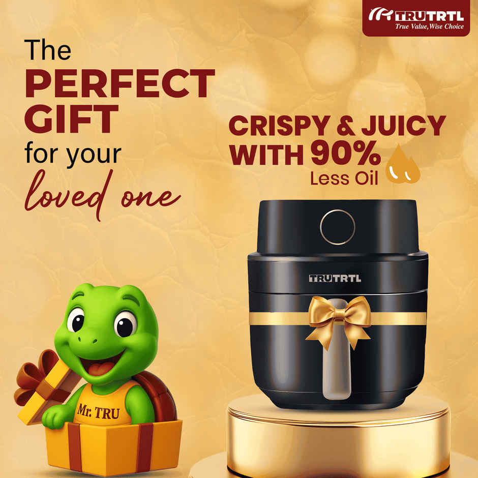truTRTL Smart Digital 4.5L Air Fryer for Home| 1400 Watt| 8 Preset Menu| Glossy Black