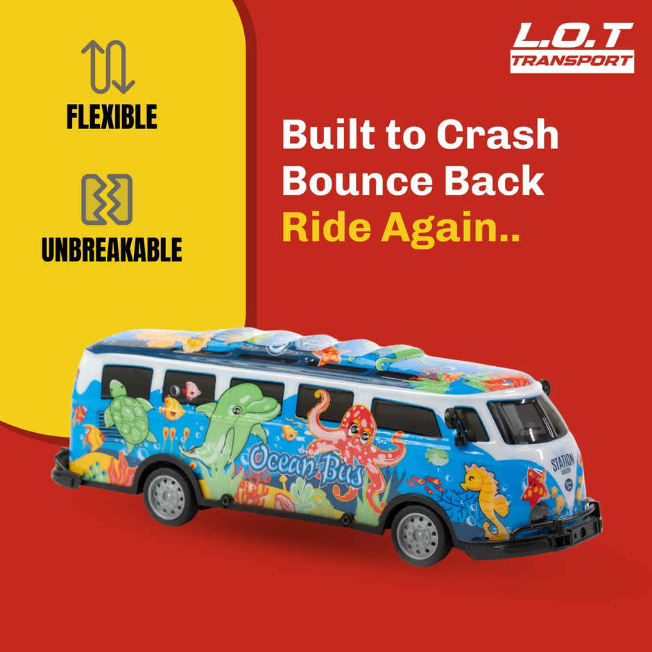Legend Of Toys Vera RC Bus 15km/h | LED Lights | Crash-Proof | Ocean Theme | Blue
