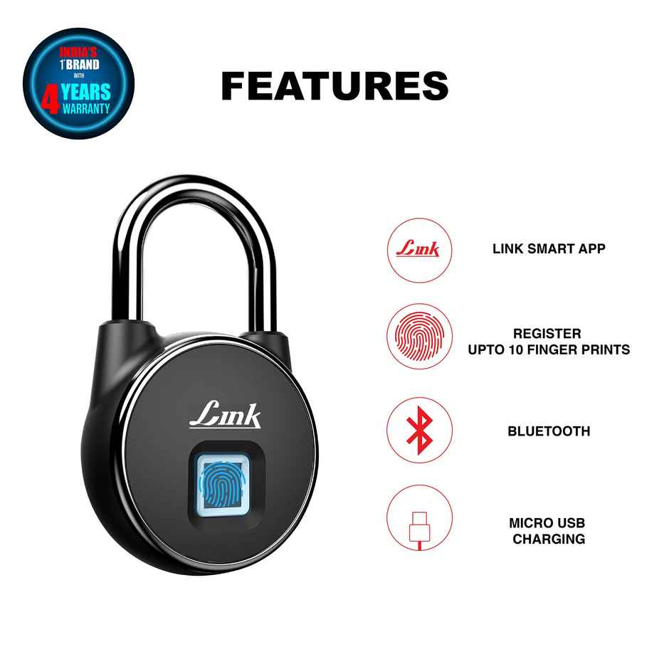 Link Smart Fingerprint Padlock With 2 Way Access Fingerprint & Mobile App Access