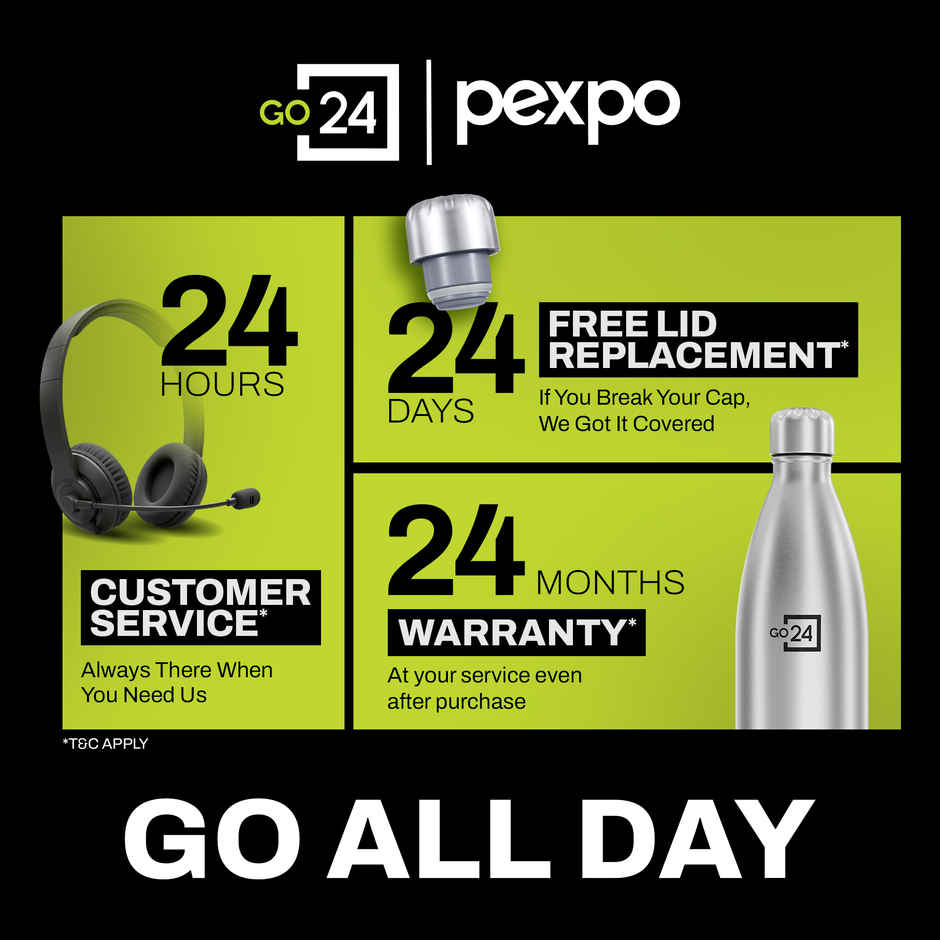 Go24 Electro Stainless Steel Thermos Bottle | Silver | Leakproof | 3-Layer Insulation
