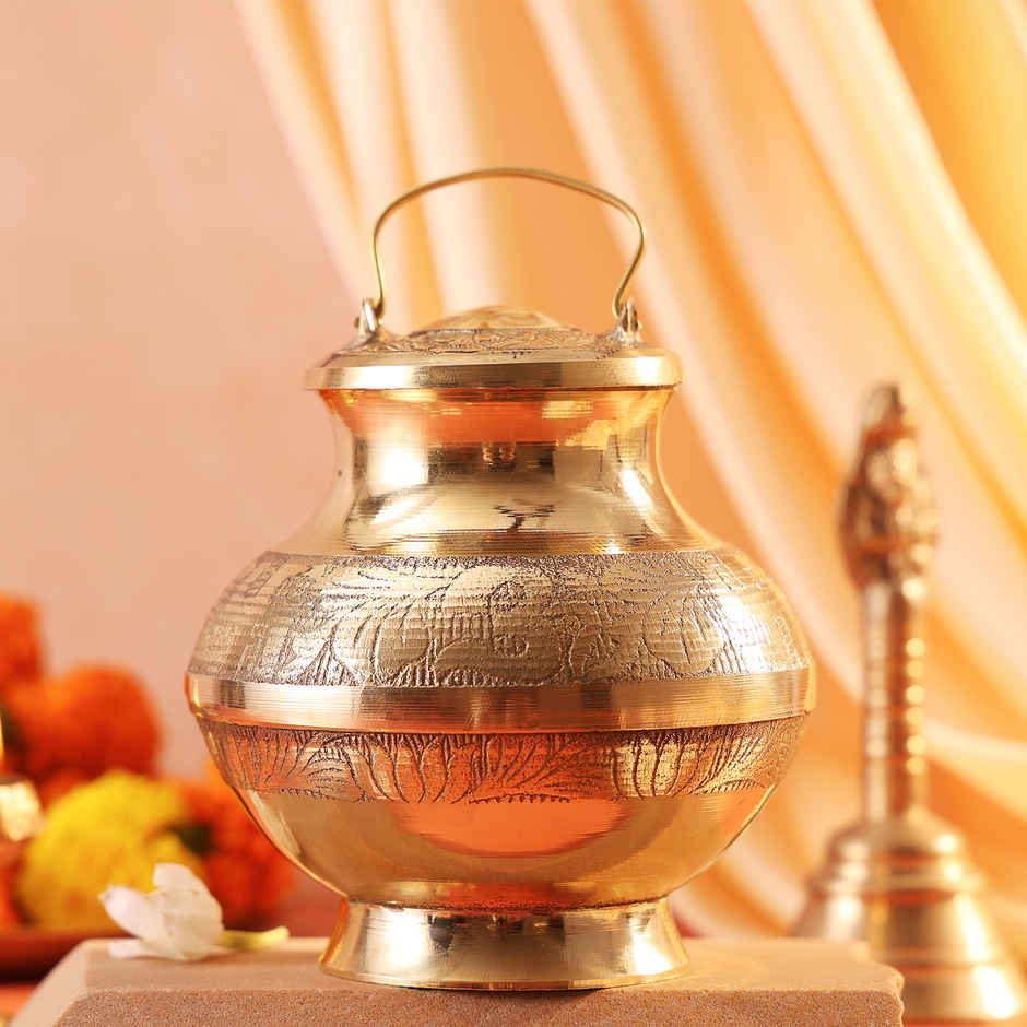 Gangajal Lota | Traditional Handcrafted Design | Brass | 300 ml | Pujashree
