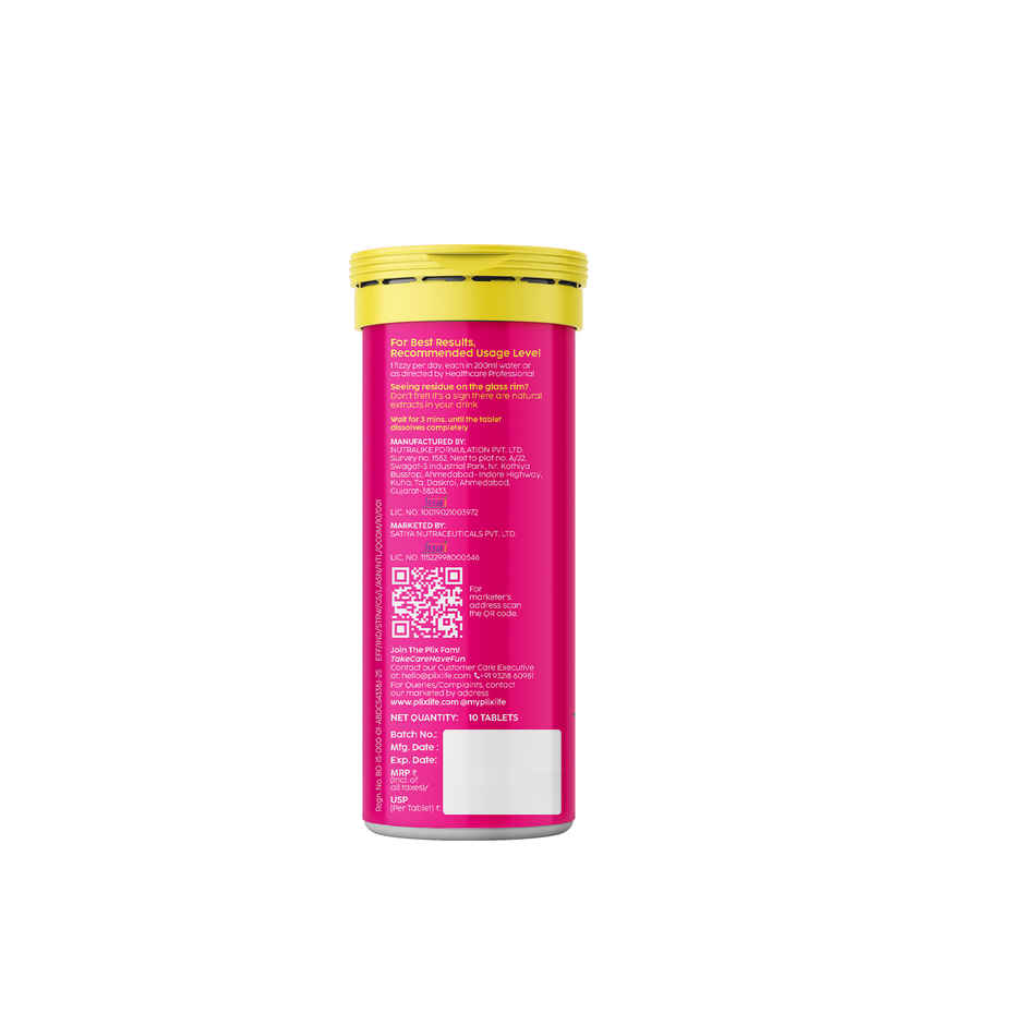Plix The Plant Fix Glowy Skin Strawberry Flavour Glutathione Effervescent Tablets