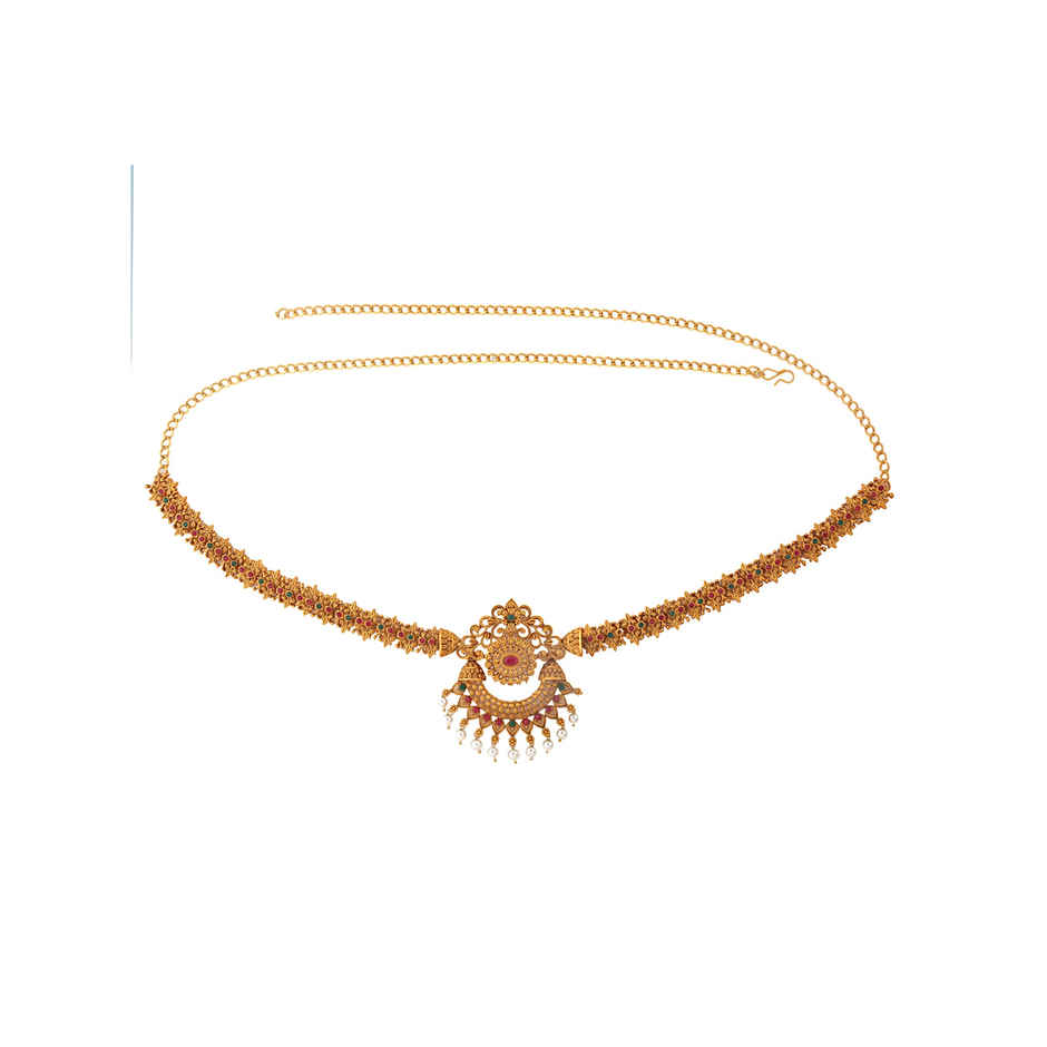 Yellow Chimes Gold Plated Multicolored Crystal Bridal Kamarbandh