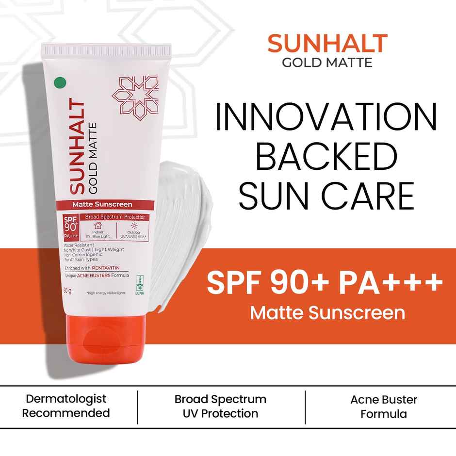 Sunhalt Gold Matte Sunscreen Spf 90+ For All Skin Types