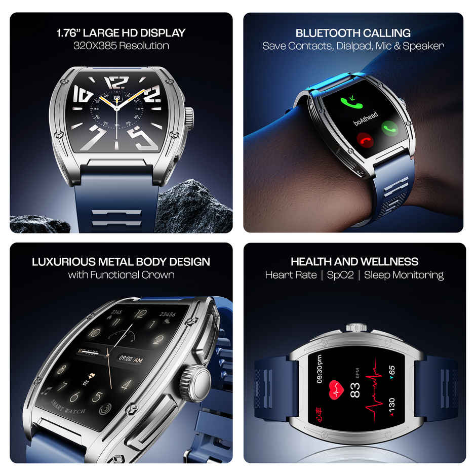 boAt Enigma Ascend Smartwatch | 1.76" Display | Functional Crown - Ocean Blue