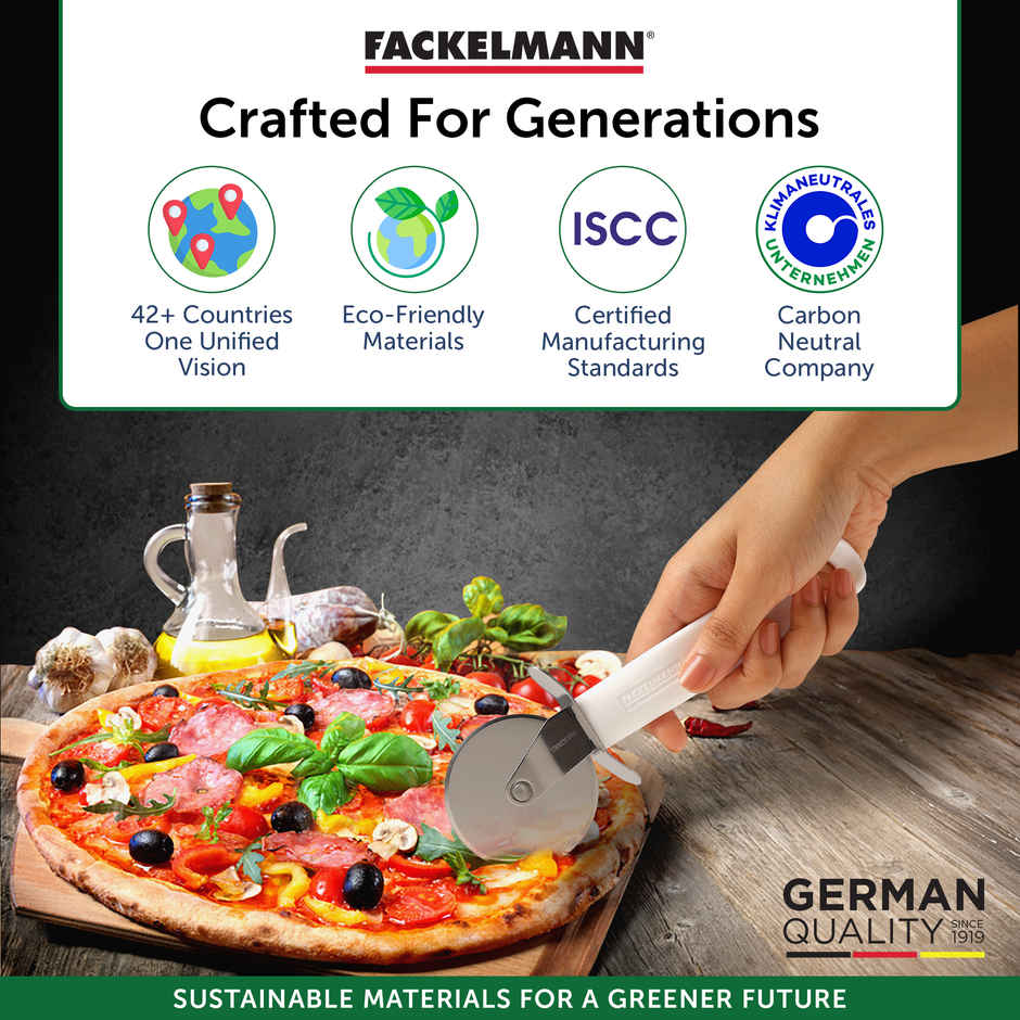 Fackelmann Stainless Steel Arcadania Pizza Cutter | Ideal For Cutting Pizza | Naan | Sandwich