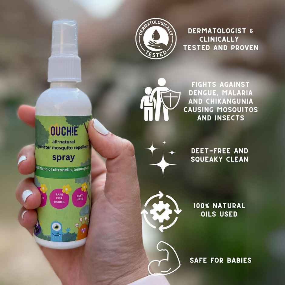 Ouchie 100% Natural Insect Repellent Spray , Safe For Babies
