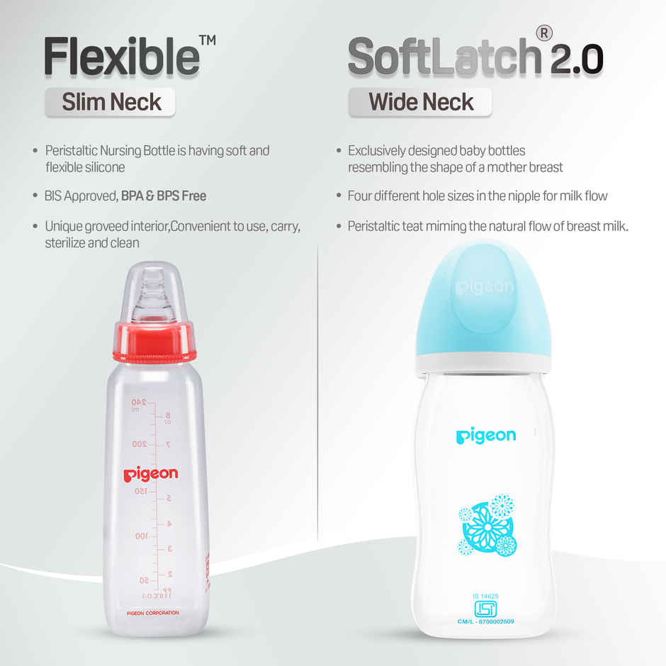 Pigeon Baby Care Softlatch 20 Pp Nursing Bottle Blue | 240 ml