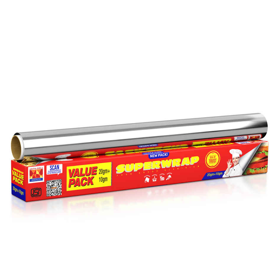 Hindalco Super Wrapp Aluminium Foil | 20 g + 10 g | Pack Of 3