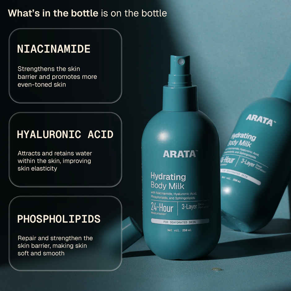 Arata Niacinamide Body Milk | Hydrates Skin | Repairs Barrier | Lightweight Spray Formula