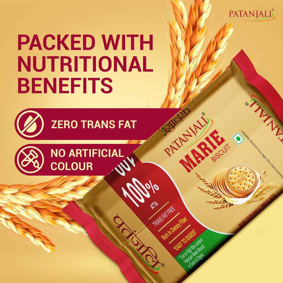 Patanjali Marie Biscuit - Whole Wheat No Maida Crispy Tea Biscuits