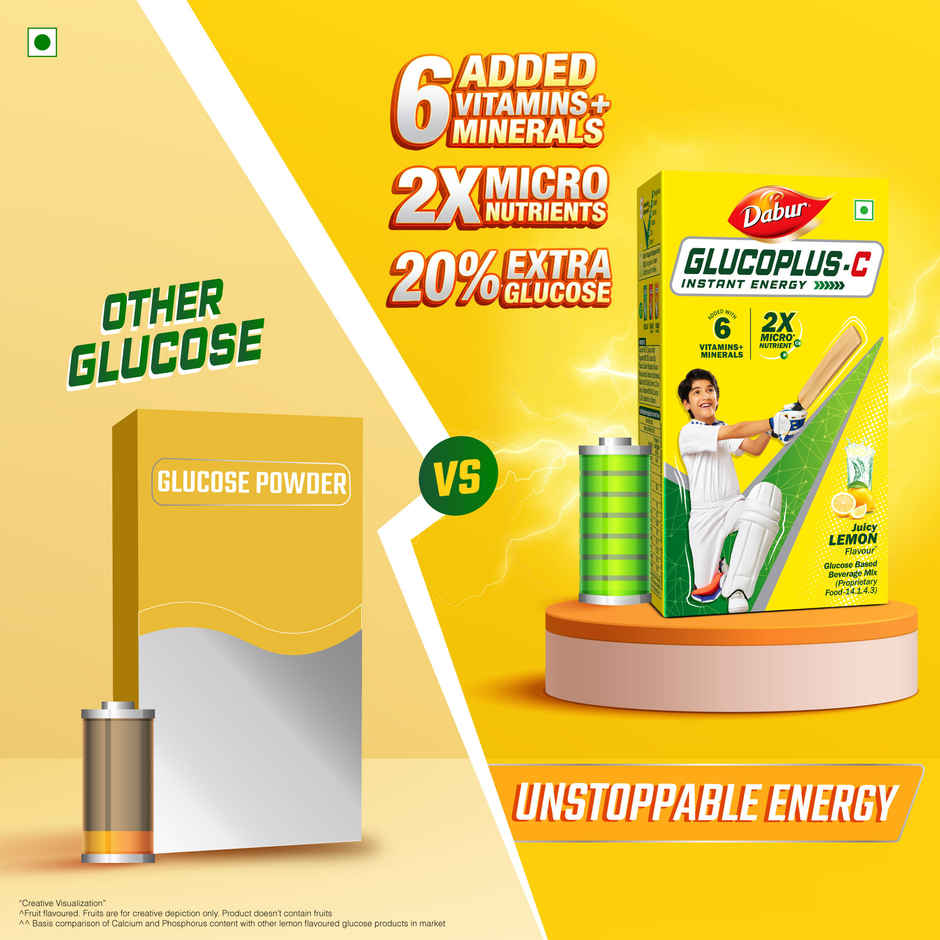 Dabur Glucoplus-C Lemon Instant Energy Glucose Powder