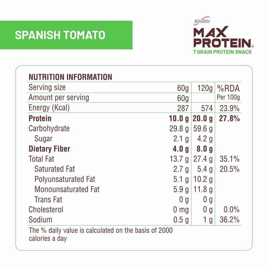 RiteBite Max Protein Spanish Tomato Multigrain Protein Chips | 20g Protein | 8g Fiber | Gluten Free