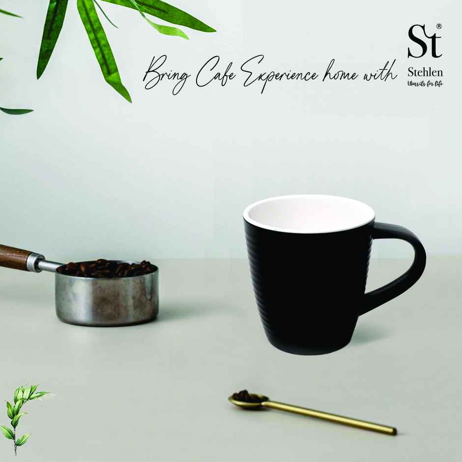 Stehlen Melamine Coffee Mug 350 ml Set of 2 Pcs - Black