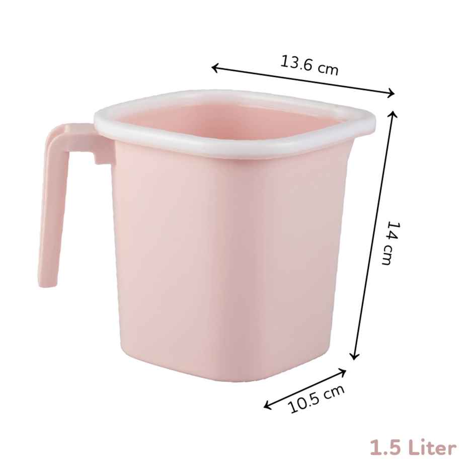 Ratan Plasticware Premia Bath Mug | 1.5 L| Daiso Pink | Pack Of 1