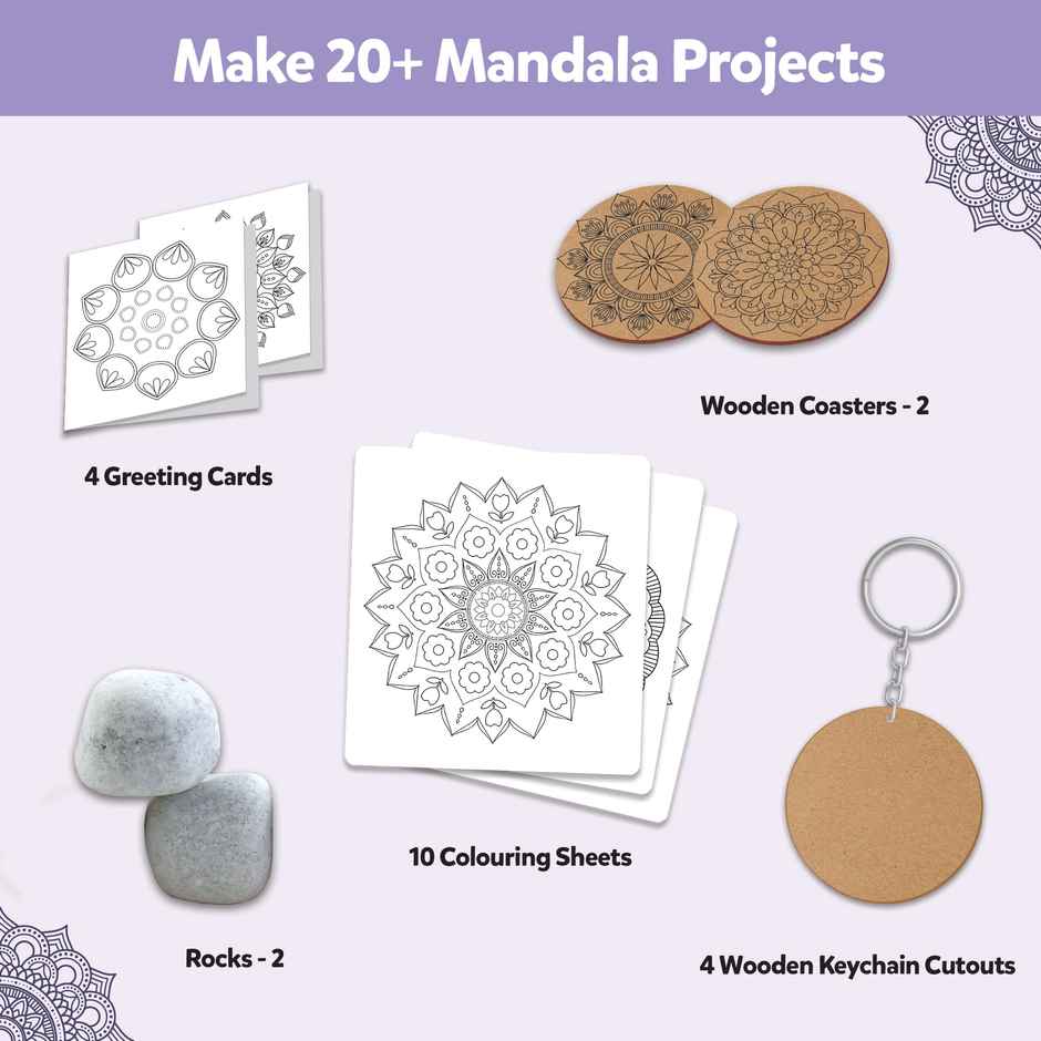 Little Berry Ultimate Mandala Art & Craft Kit For Kids & Adults | Make 20+ Mandala Projects - Lb93