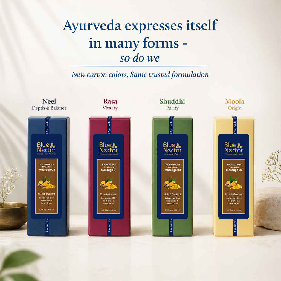 Blue Nectar Nalpamaradi Thailam | Turmeric Massage Oil for Skin Brightening & Tan Removal