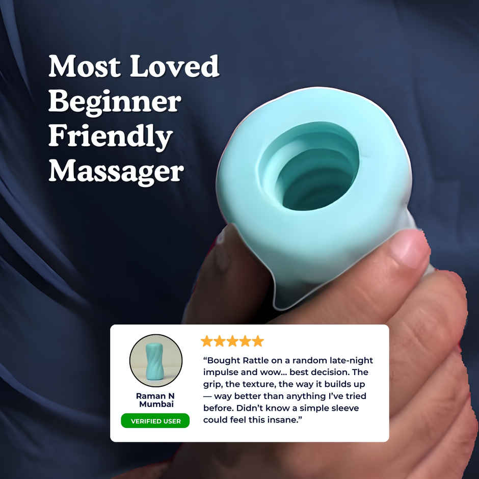 Boldedge Rattle Sleeve Stroker Massager - Blue