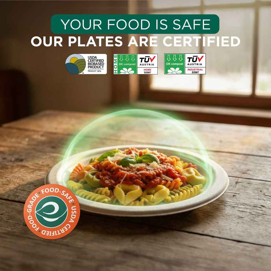 ECO SOUL | Bagasse Disposable Plates | 9 Inch | Round | 10 Count
