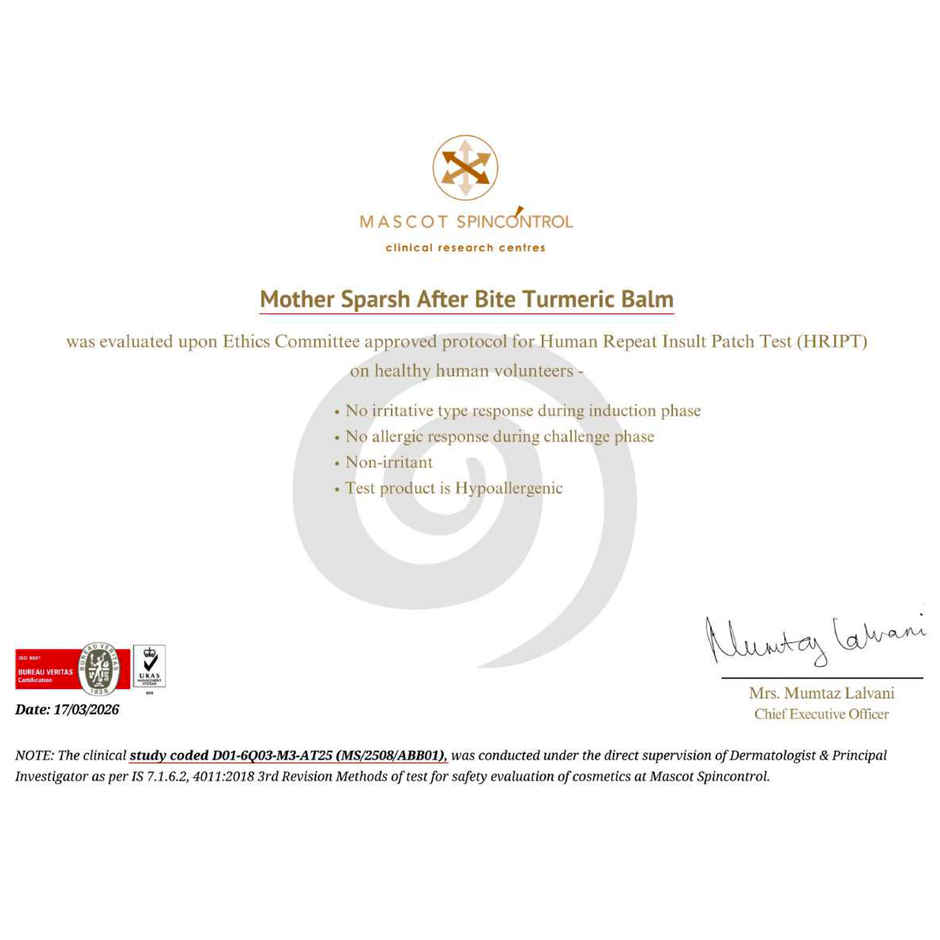 Mother Sparsh After Bite Turmeric Balm For Rashes And Mosquito Bites