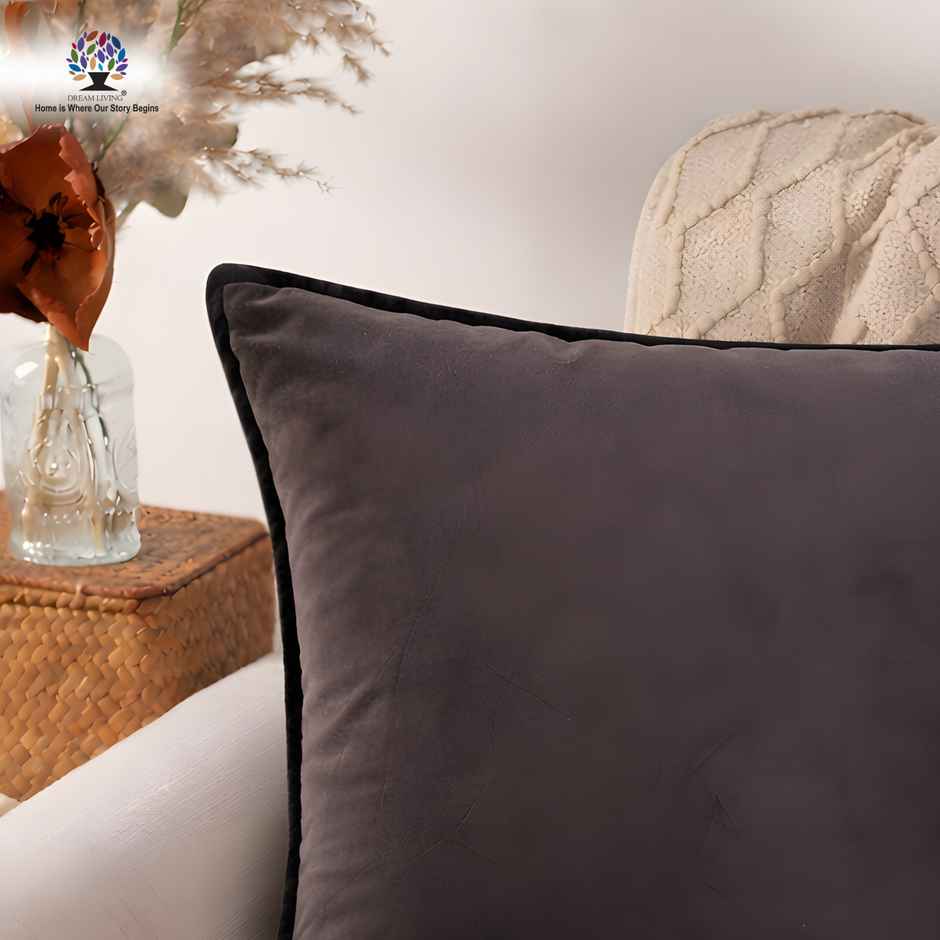 Dream Living Solid Cushion Covers Velvet Decorative Cushion Cover | 40x40 cm | Set  of 2 | Coffee