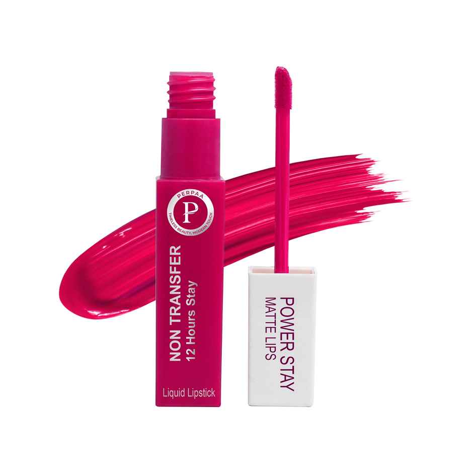 PERPAA Beauty Powerstay Liquid Matte Lipstick, Vitamin E | Deep Pink Matte