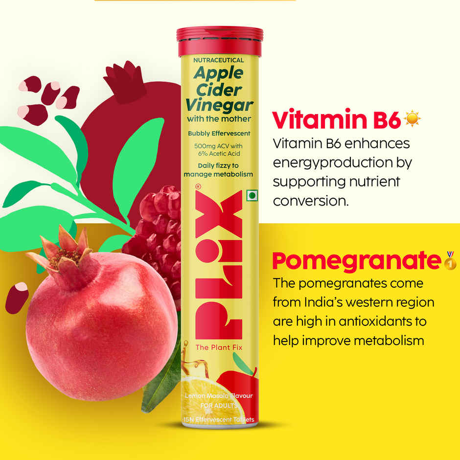 Plix Apple Cider Vinegar Effervescent for Weight Loss (Lemon Masala) - Pack Of 1